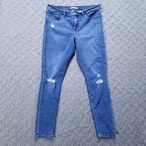 Levis Jeans Womens 32x30 Blue 311 Shaping Skinny Fit Distressed Dark Wash Denim